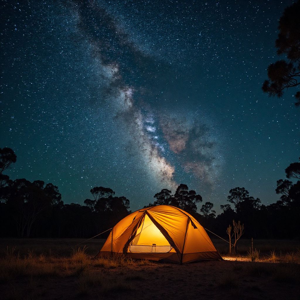 Wilderness camping under stars