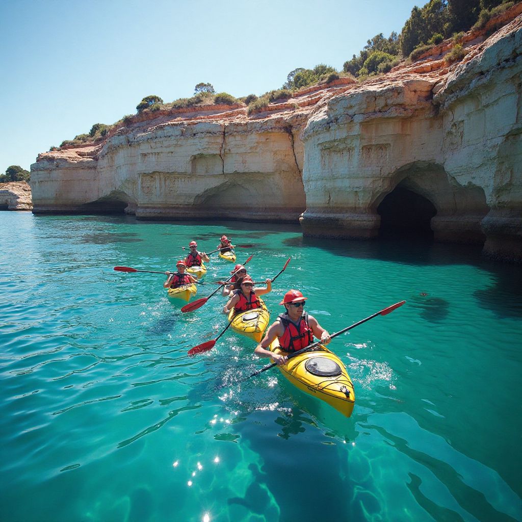 Group kayaking expedition